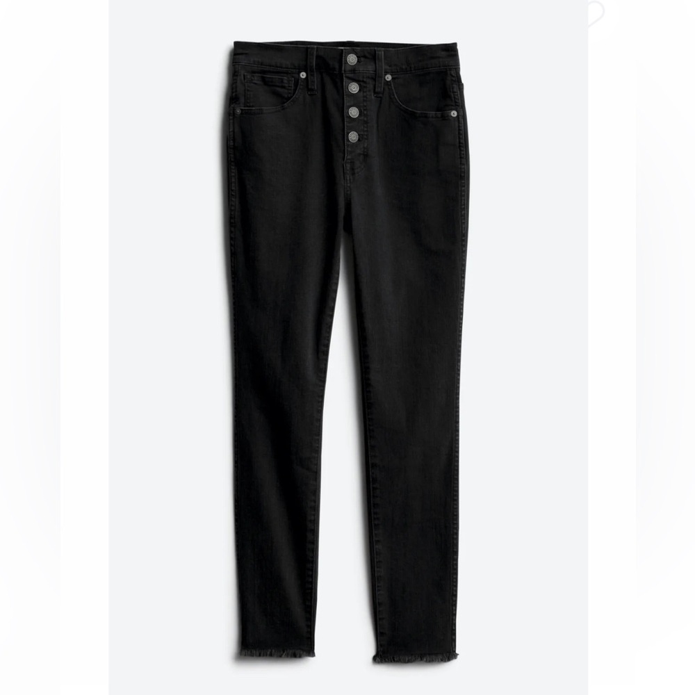 MADEWELL 10" Button Front High Rise Frayed Hem Skinny Jean 30
